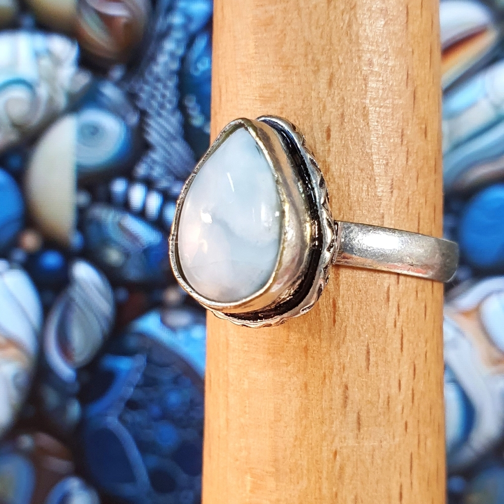 Larimar Gemstone Sterling Silver Plated Ring Size 7